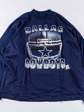 Vintage Dallas Cowboys Riddell Helmet Shirt XXL Long Sleeve 90s NFL Big Logo 2XL